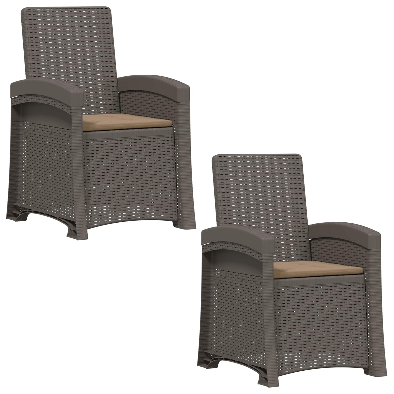 Liegesessel Garten Rattan-Optik 2 pcs Hellgrau und Taupe PP