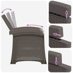 Liegesessel Garten Rattan-Optik 2 pcs Hellgrau PP