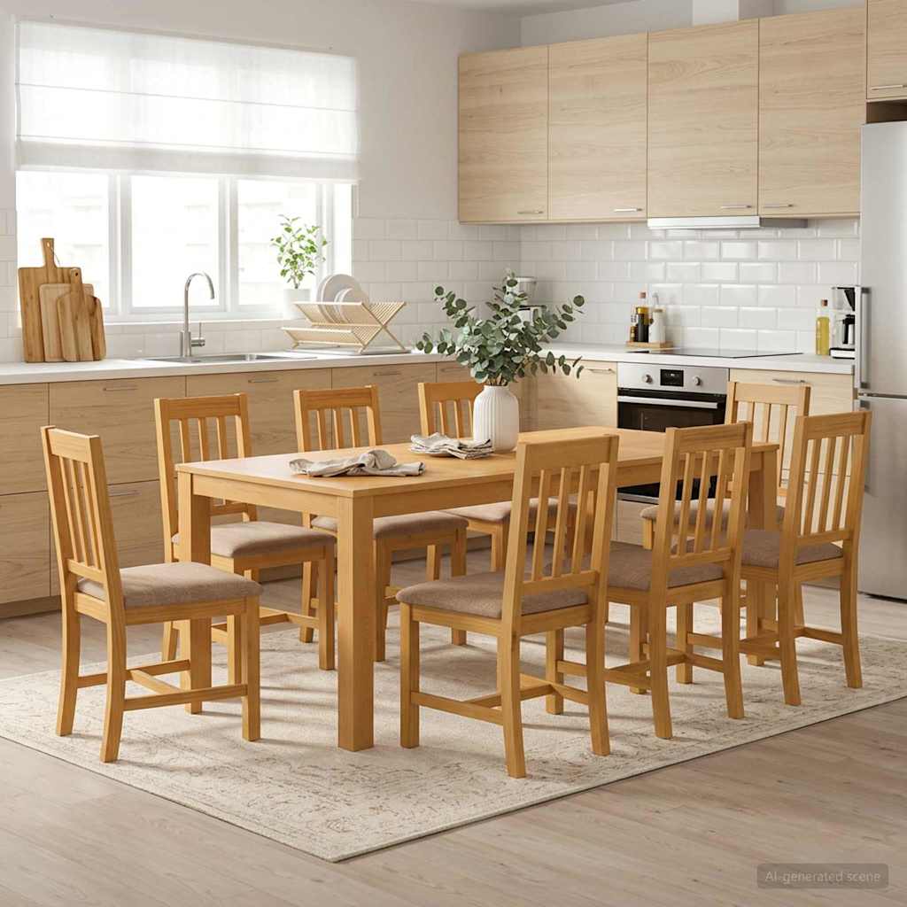 Esstisch 200 x 100 x 75 cm Massivholz Eiche Natur Rechtwinklig