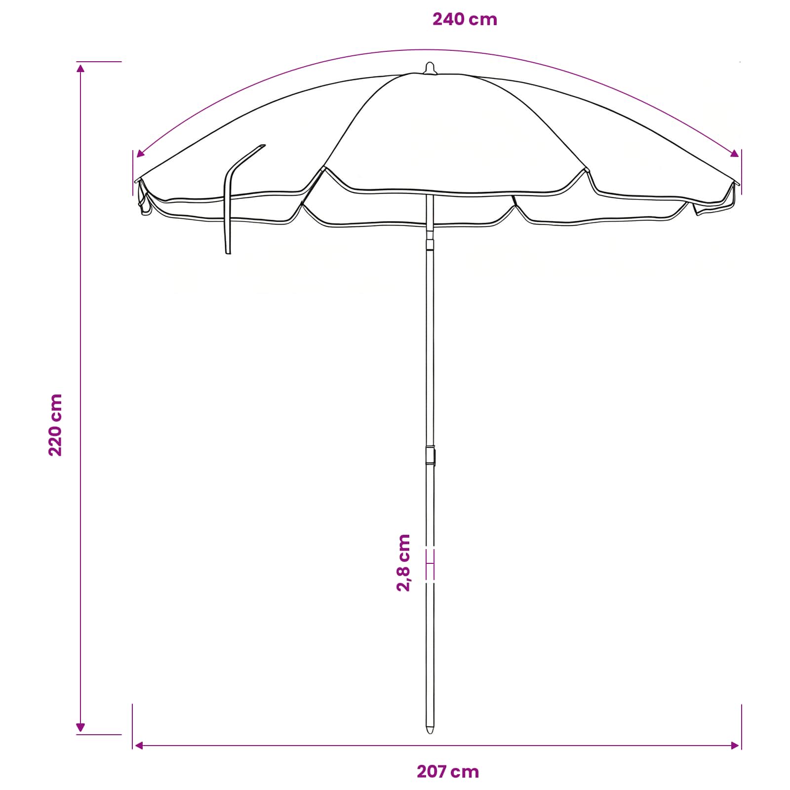Garten-Sonnenschirm 240 cm 170T Polyester Orange