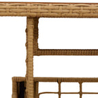 Gartentisch Natur 100 x 55 x 37 cm PE Rattan und Glas