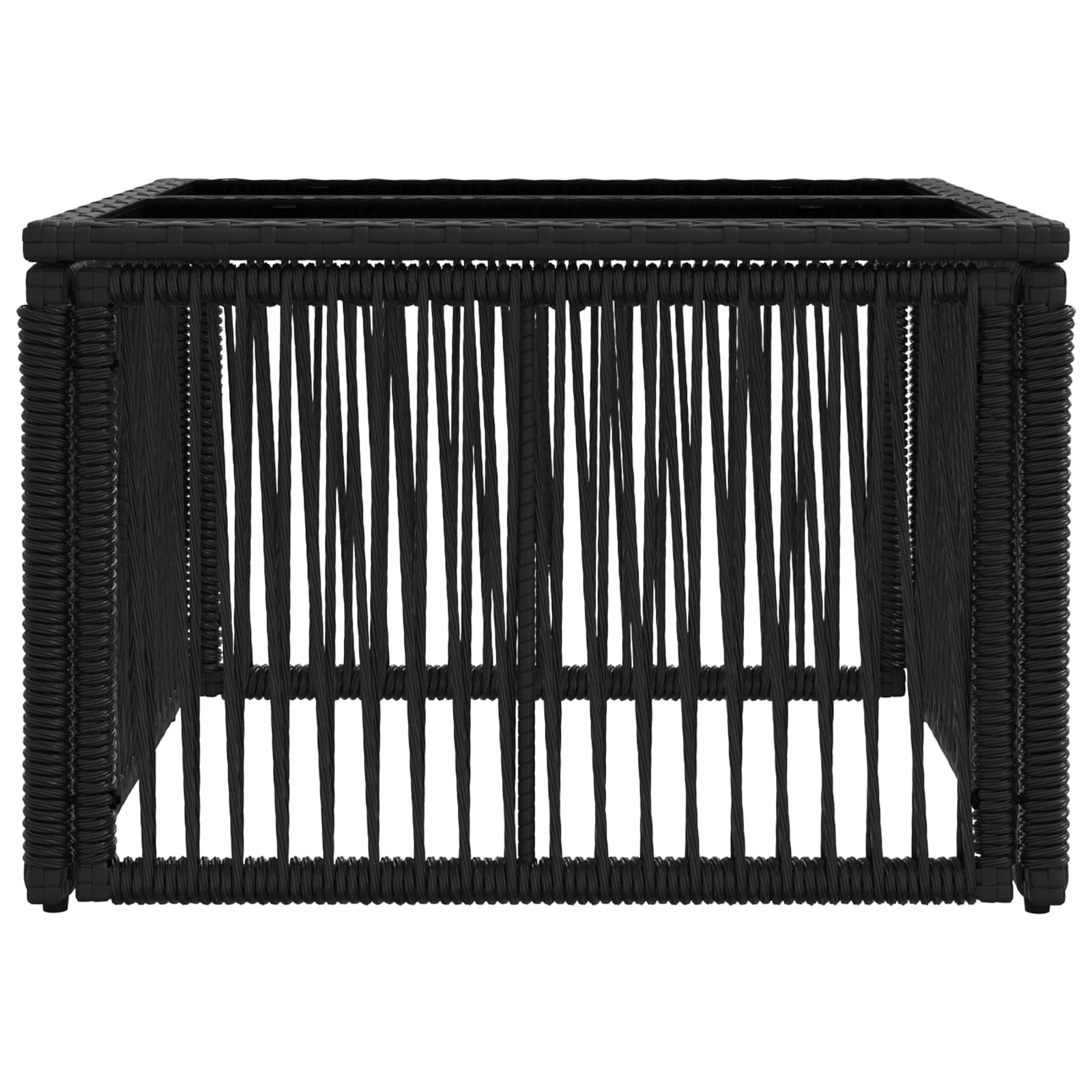Gartentisch Schwarz 55 x 55 x 37 cm PE Rattan und Glas