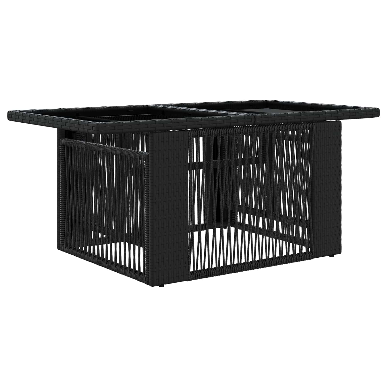 Gartentisch Schwarz 100 x 55 x 37 cm PE Rattan und Glas