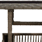 Gartentisch Grau 100 x 55 x 37 cm PE Rattan und Glas