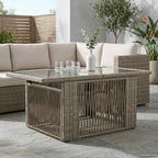 Gartentisch Grau 100 x 55 x 37 cm PE Rattan und Glas