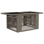 Gartentisch Grau 100 x 55 x 37 cm PE Rattan und Glas