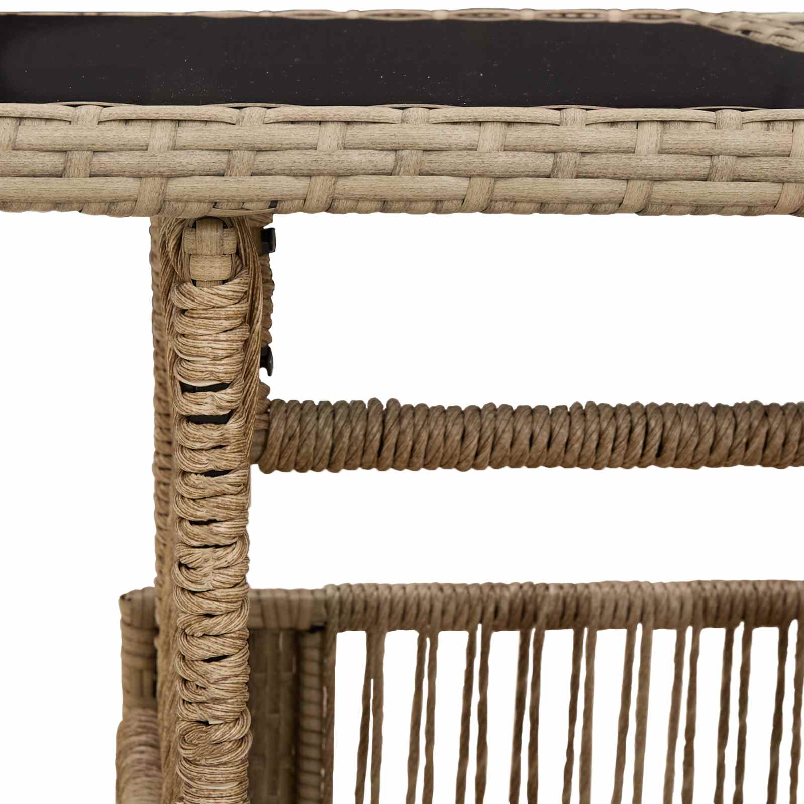 Gartentisch Beige 100 x 55 x 37 cm PE Rattan und Glas