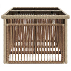 Gartentisch Beige 100 x 55 x 37 cm PE Rattan und Glas