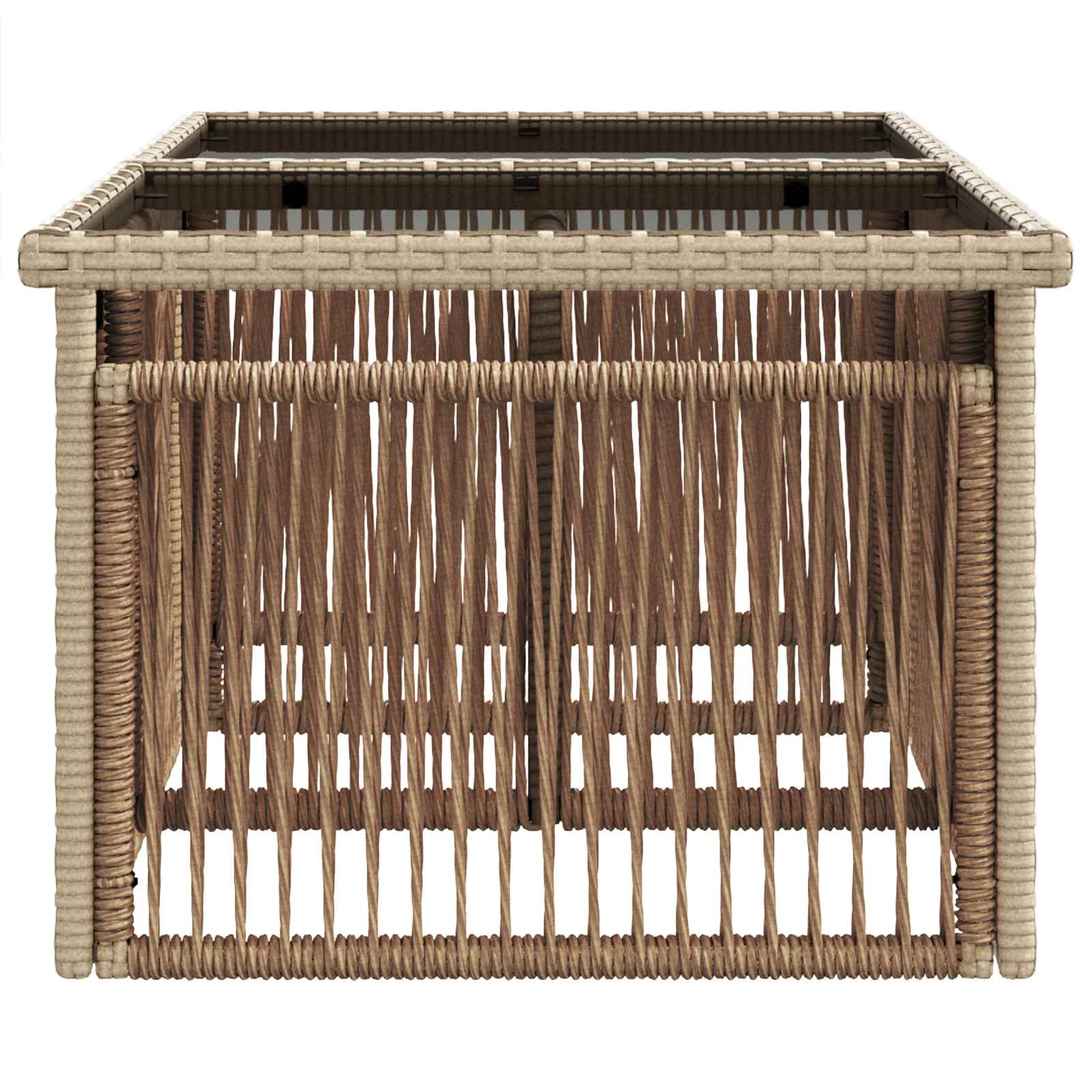 Gartentisch Beige 100 x 55 x 37 cm PE Rattan und Glas