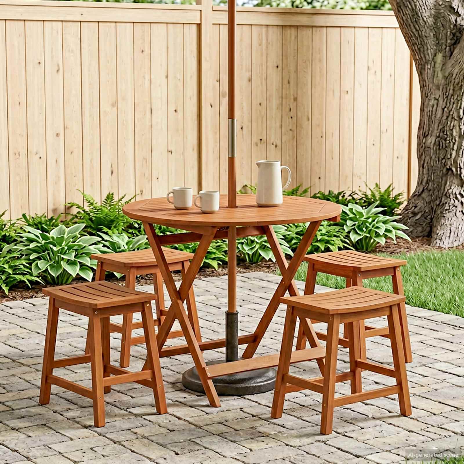 Klappbarer Gartentisch Braun Ø 90 x 75 cm