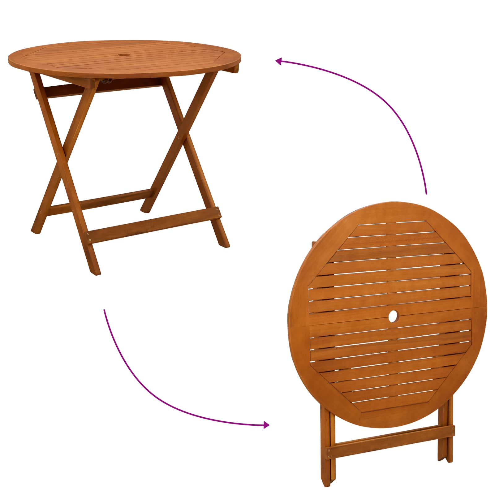 Klappbarer Gartentisch Braun Ø 90 x 75 cm