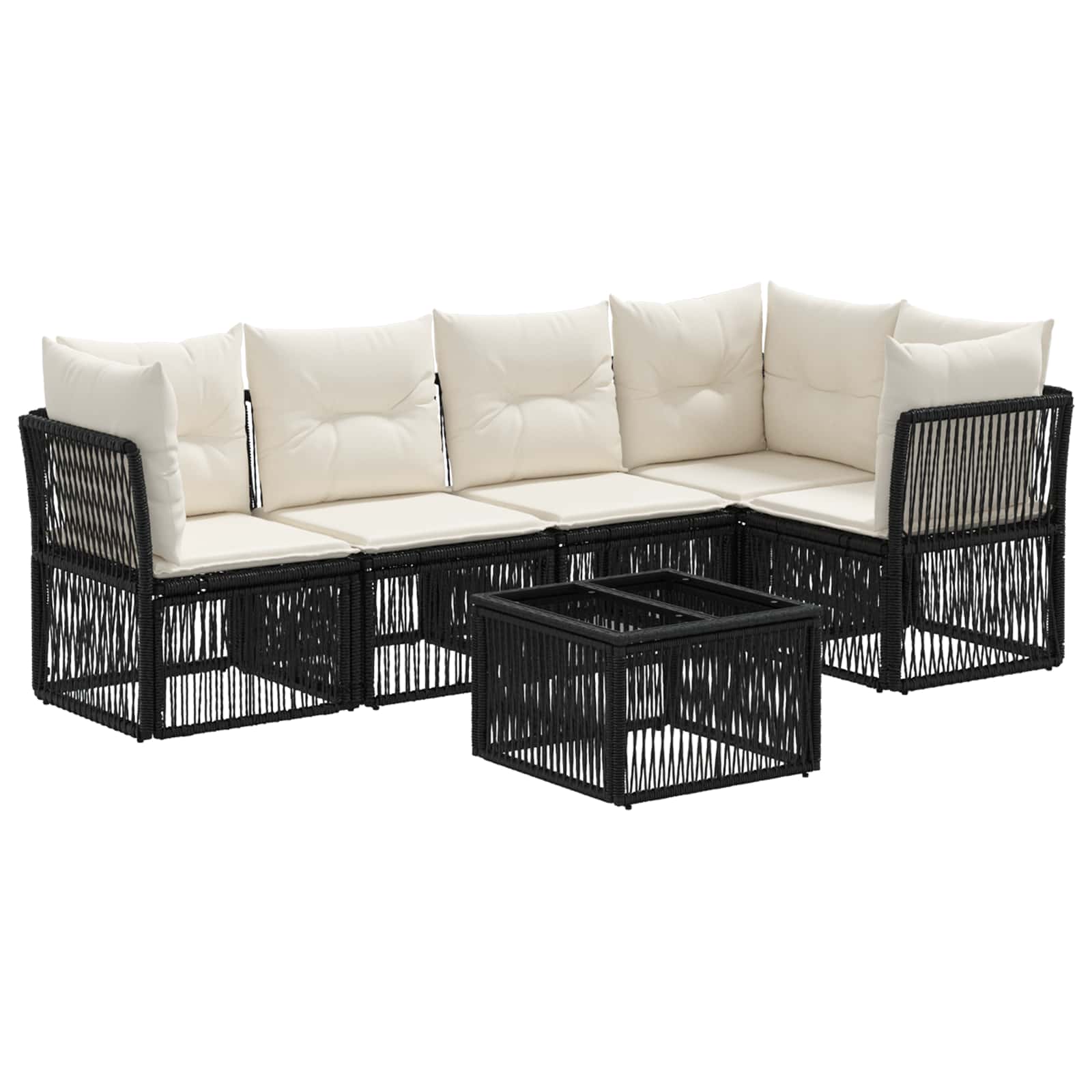 Gartensofa-set 6 pcs Schwarz Poly-Rattan