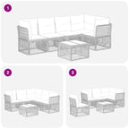 Gartensofa-set 6 pcs Schwarz Poly-Rattan