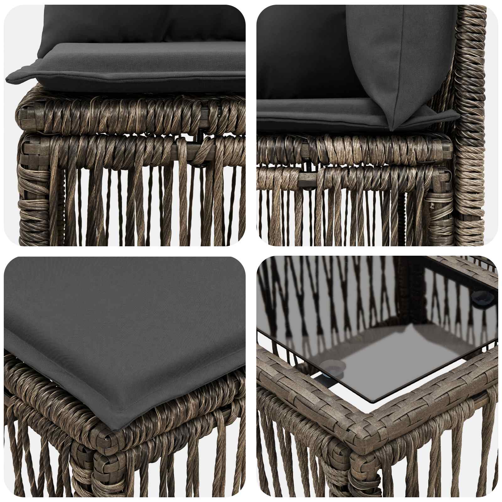 Gartensofa-set 7 pcs Grau Poly-Rattan