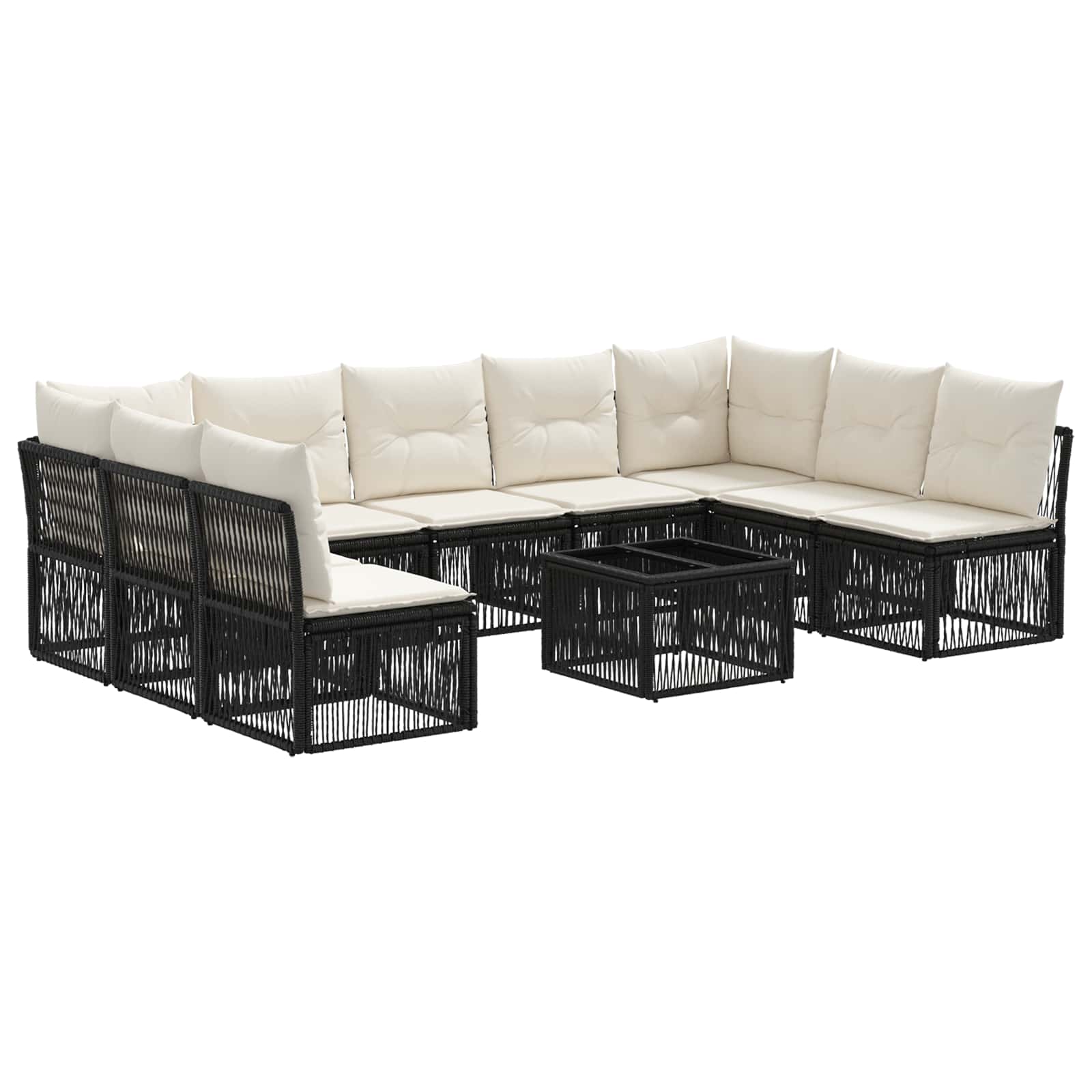 Gartensofa-set 10 pcs Schwarz Poly-Rattan