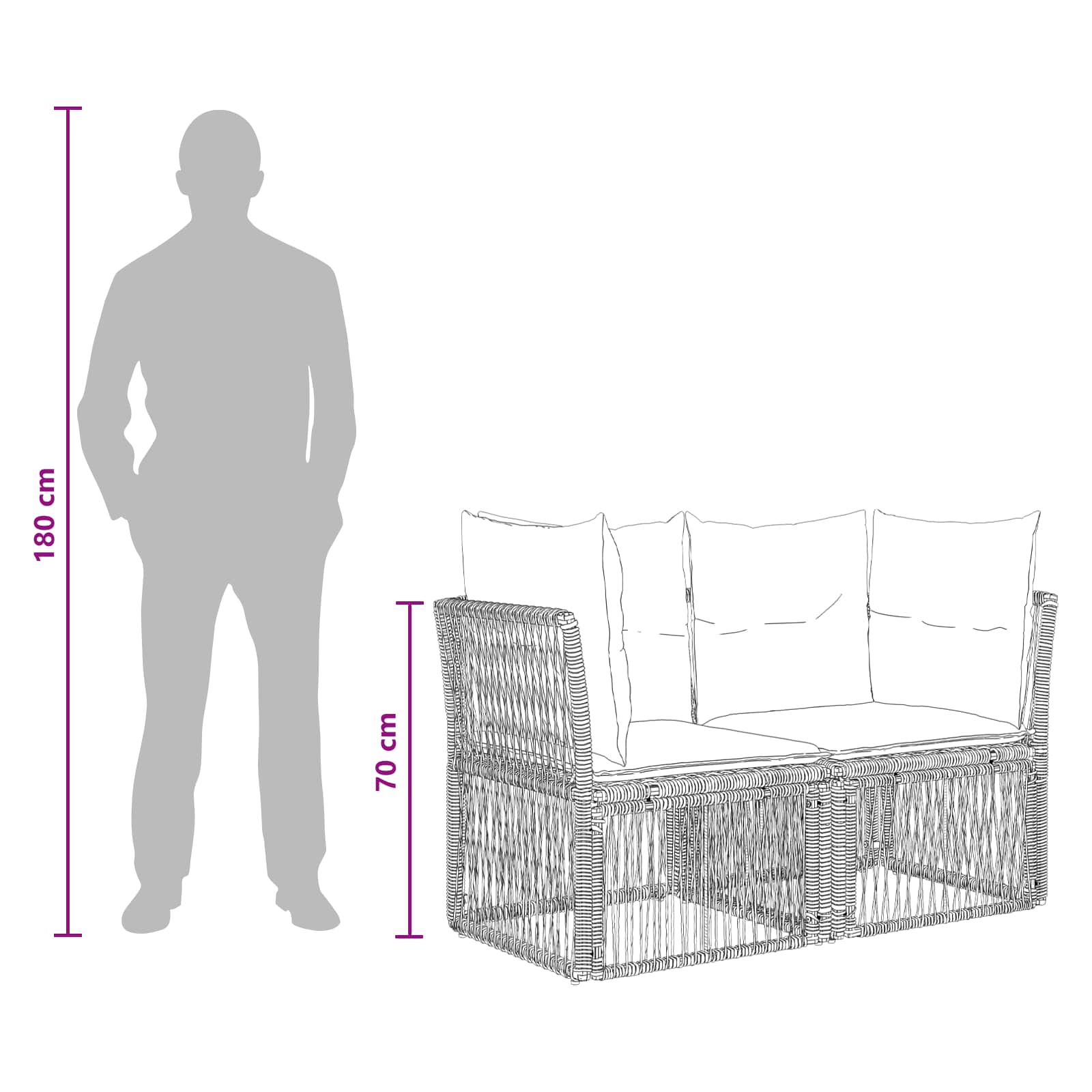 Gartensofa-set 10 pcs Schwarz Poly-Rattan