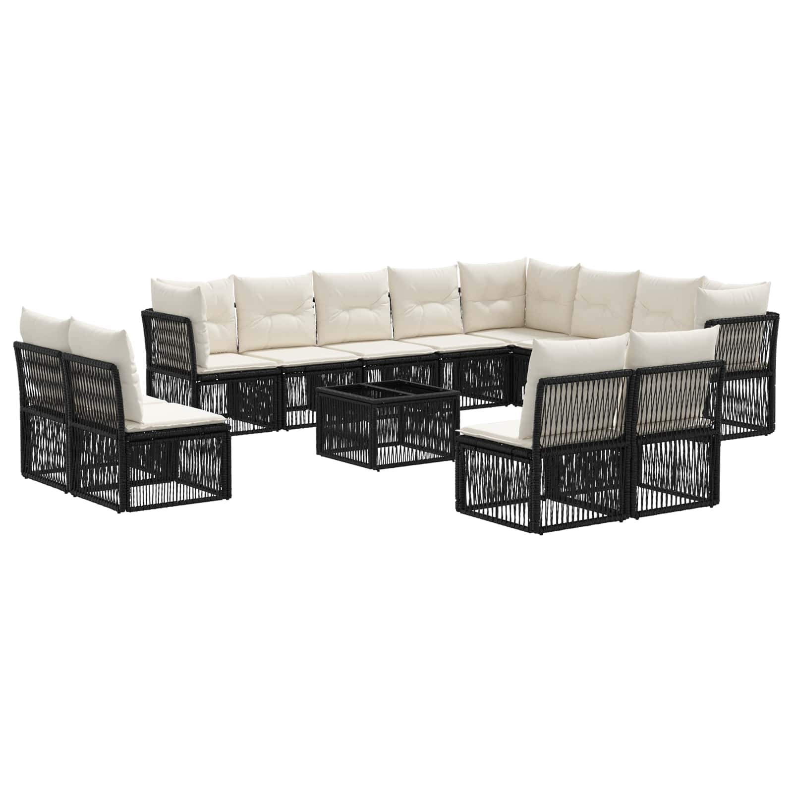 Gartensofa-set 13 pcs Schwarz Poly-Rattan