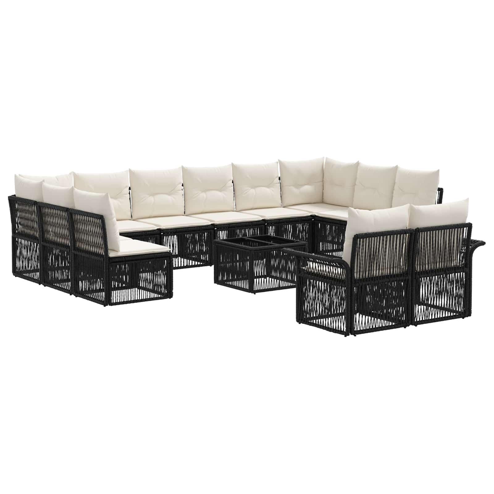 Gartensofa-set 13 pcs Schwarz Poly-Rattan