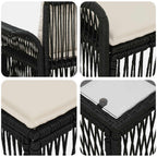 Gartensofa-set 10 pcs Schwarz und Cremeweiß Poly-Rattan