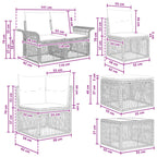 Gartensofa-set 10 pcs Schwarz und Cremeweiß Poly-Rattan