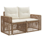 Gartensofa-set 7 pcs Beige und Cremeweiß Poly-Rattan