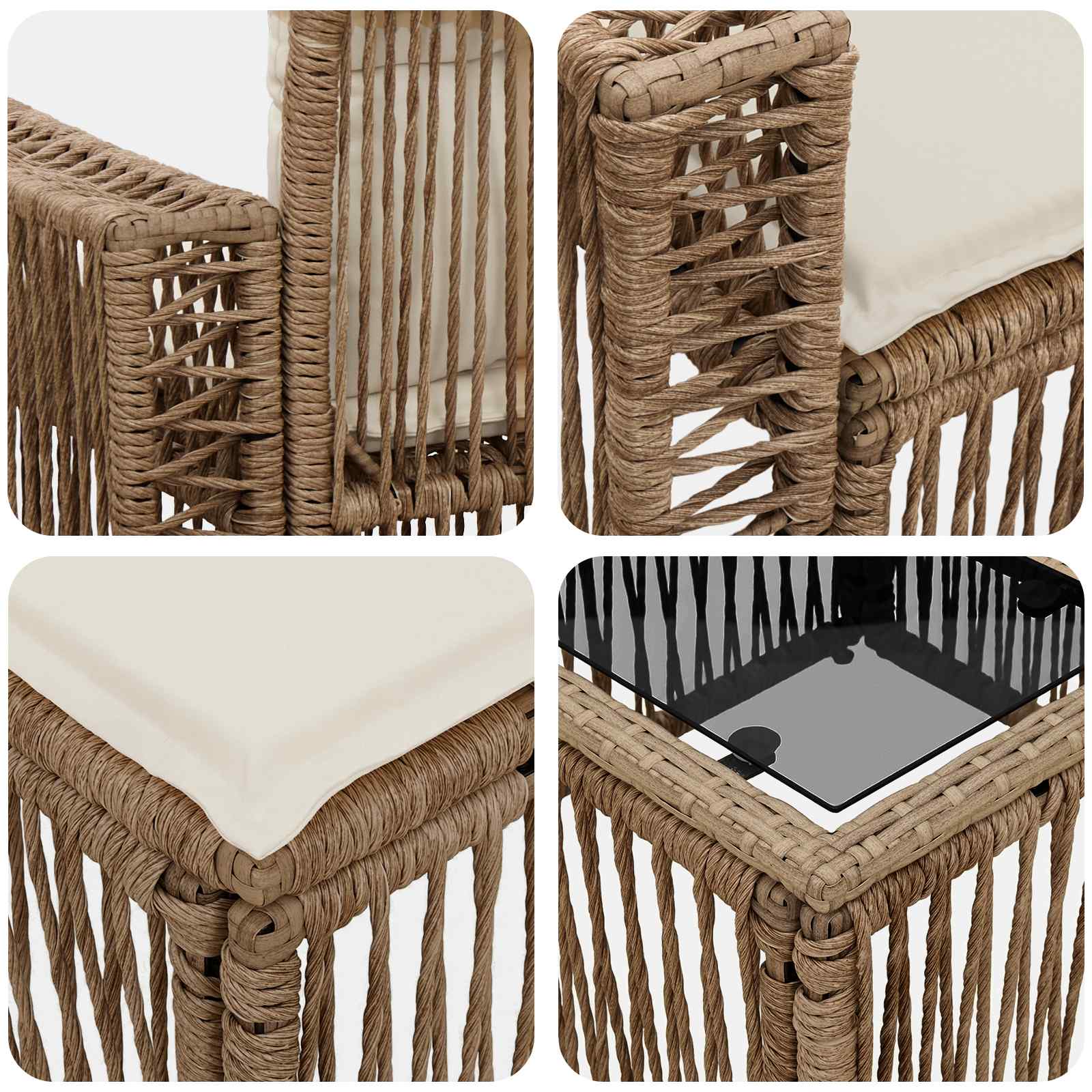 Gartensofa-set 7 pcs Beige und Cremeweiß Poly-Rattan