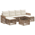 Gartensofa-set 7 pcs Beige und Cremeweiß Poly-Rattan