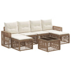 Gartensofa-set 7 pcs Beige und Cremeweiß Poly-Rattan