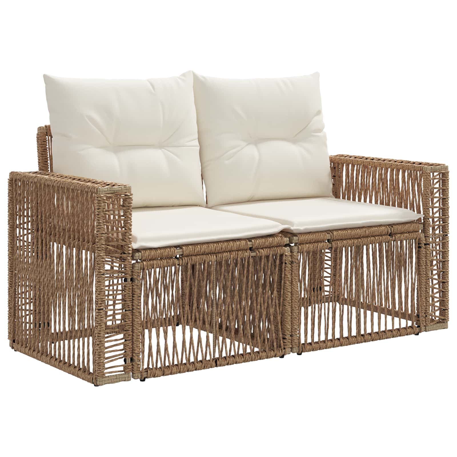Gartensofa-set 7 pcs Beige und Cremeweiß Poly-Rattan