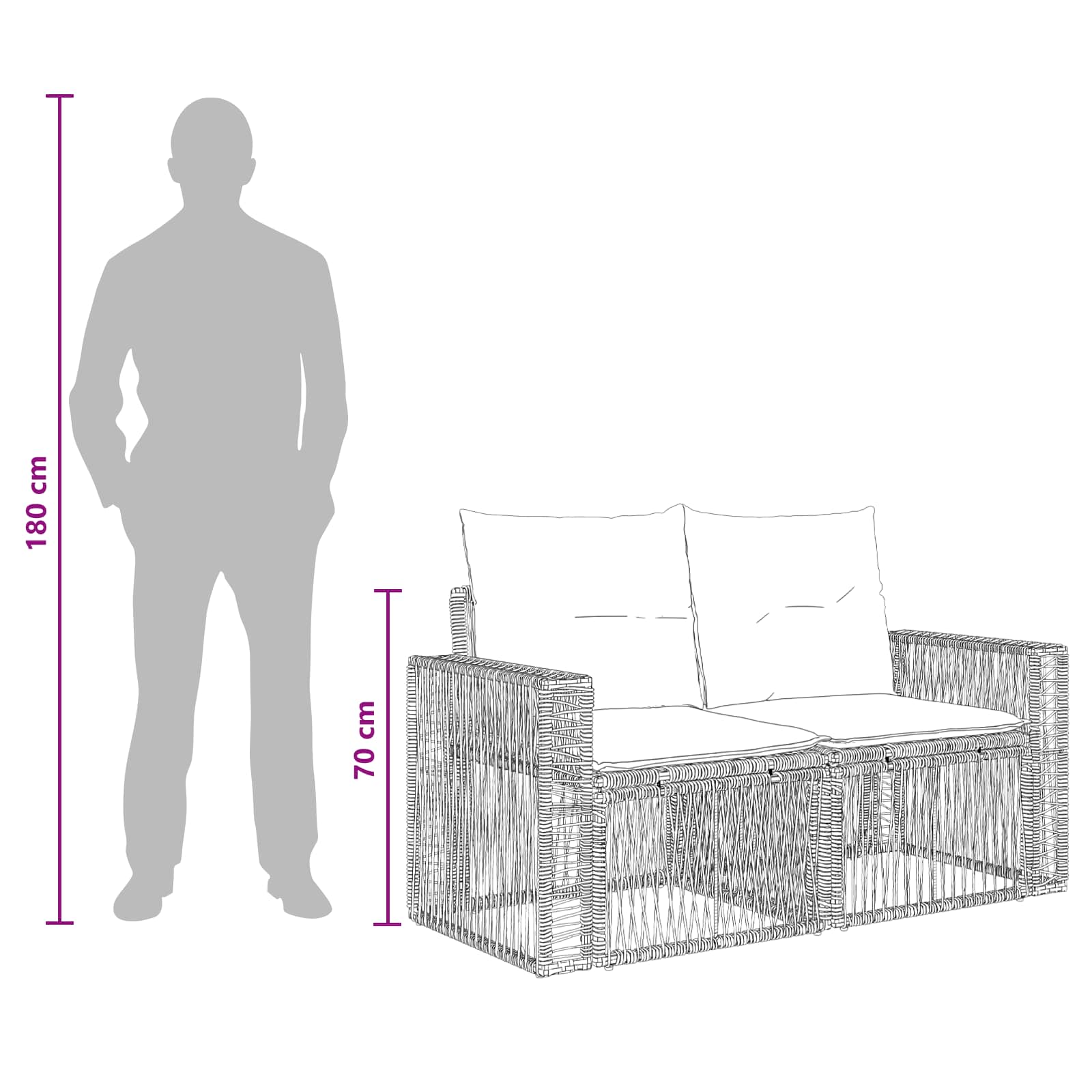 Gartensofa-set 7 pcs Beige und Cremeweiß Poly-Rattan