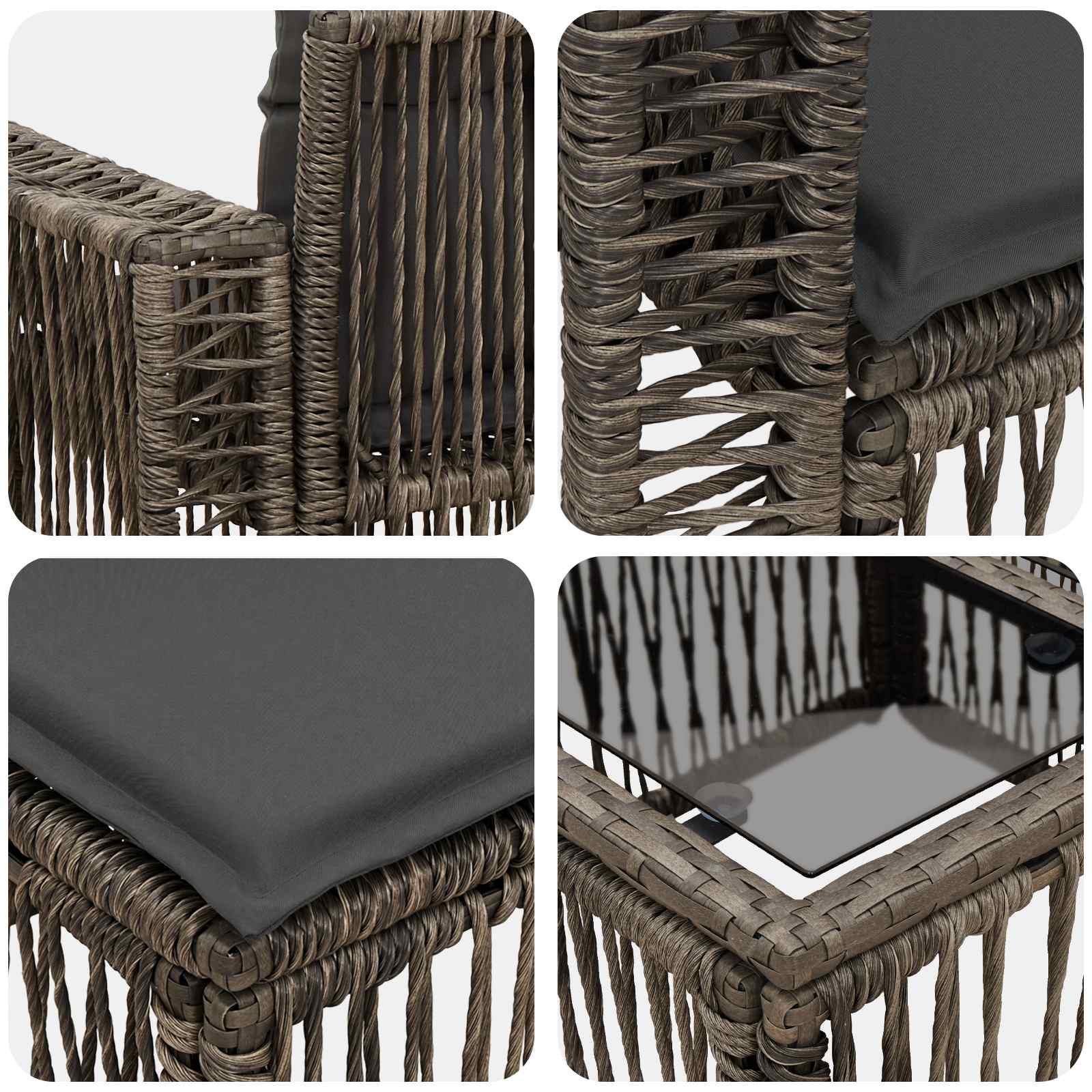 Gartensofa-set 10 pcs Grau und Dunkelgrau Poly-Rattan