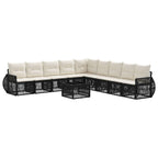 Gartensofa-set 10 pcs Schwarz und Cremeweiß Poly-Rattan
