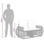 Gartensofa-set 10 pcs Schwarz und Cremeweiß Poly-Rattan