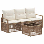 Gartensofa-set 4 pcs Beige Poly-Rattan