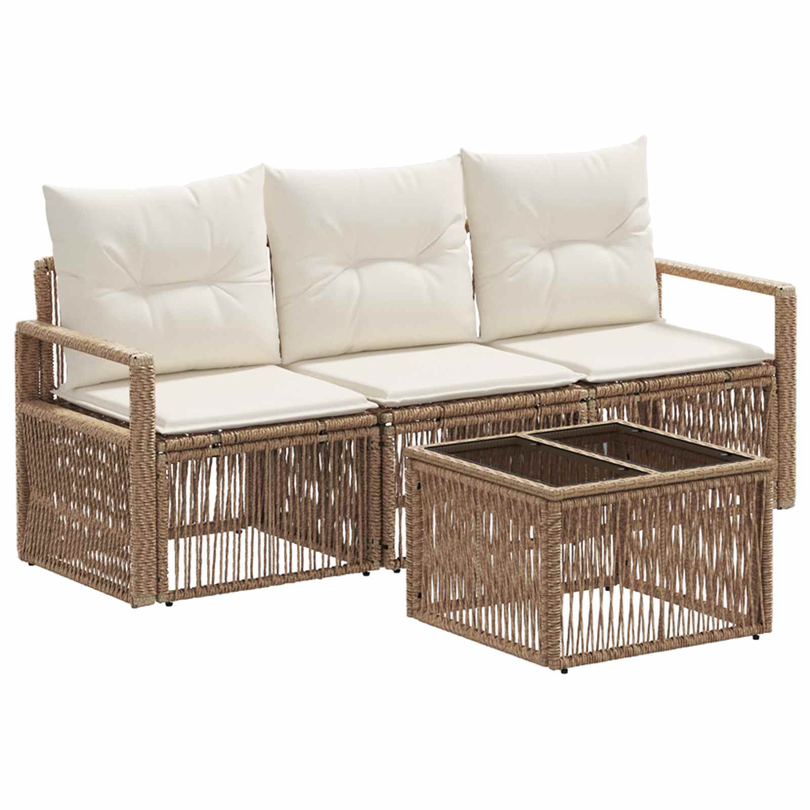 Gartensofa-set 4 pcs Beige Poly-Rattan