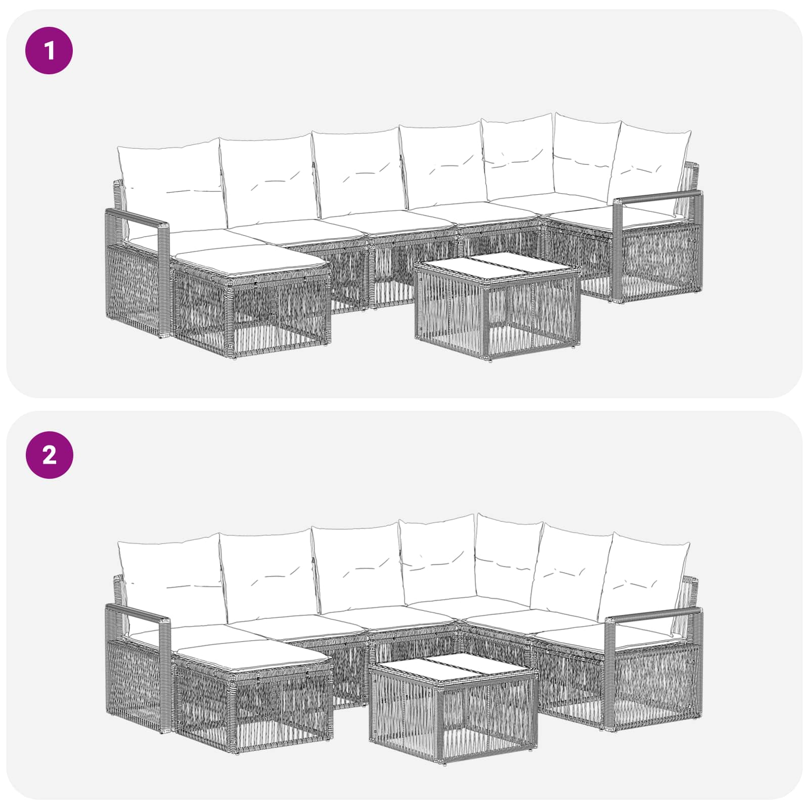 Gartensofa-set 8 pcs Beige Poly-Rattan