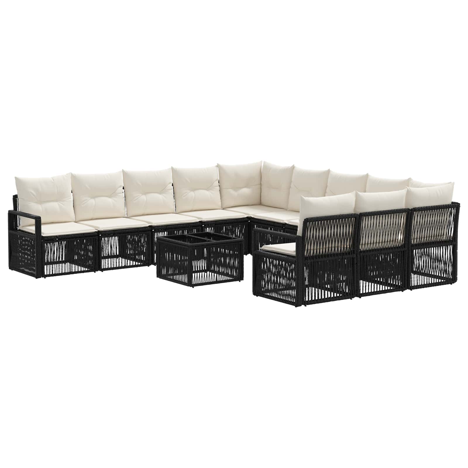 Gartensofa-set 12 pcs Schwarz Poly-Rattan