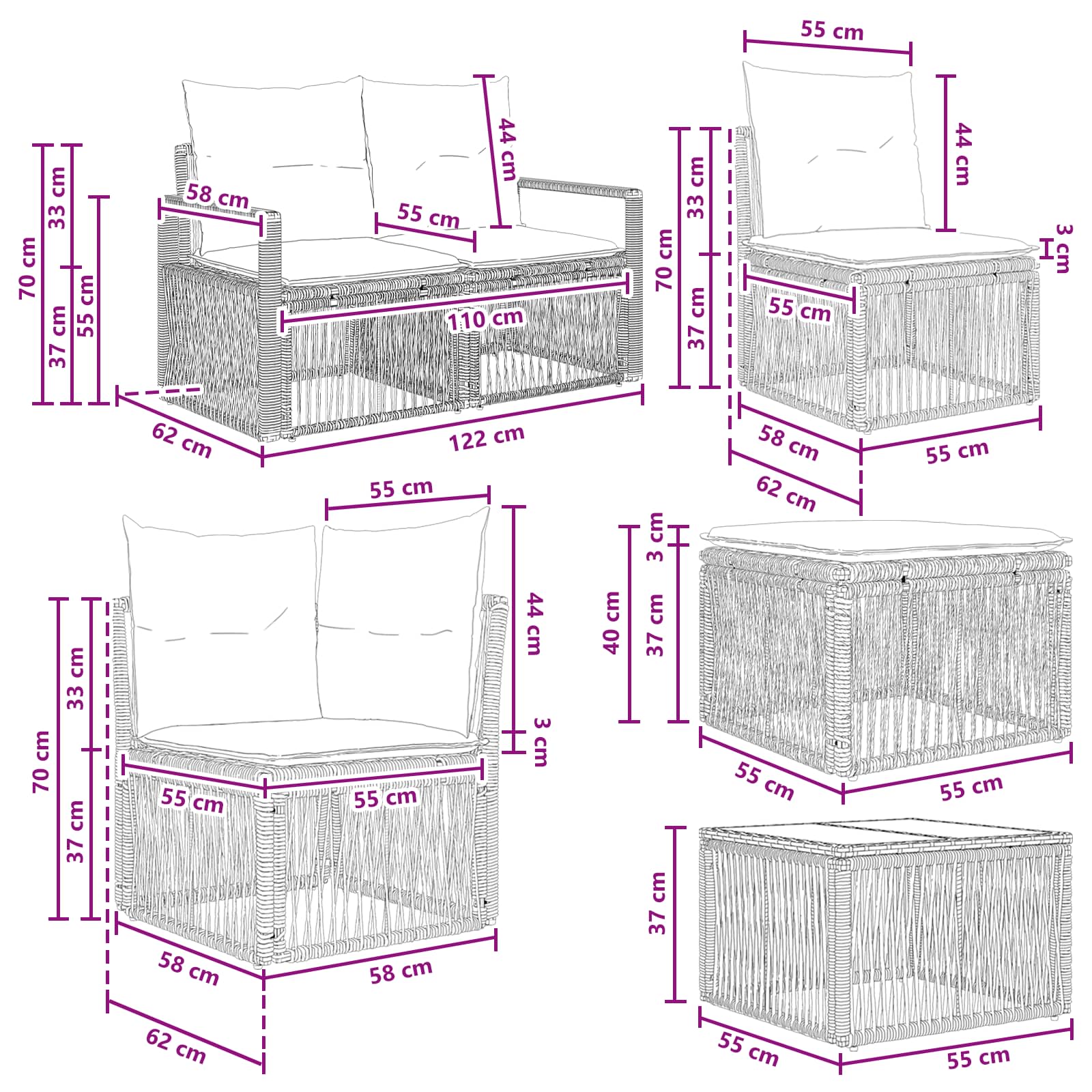 Gartensofa-set 13 pcs Beige Poly-Rattan
