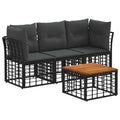 Outdoor-Sofagarnitur 4 pcs Schwarz und Dunkelgrau Polyester