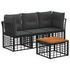 Outdoor-Sofagarnitur 4 pcs Schwarz und Dunkelgrau Polyester