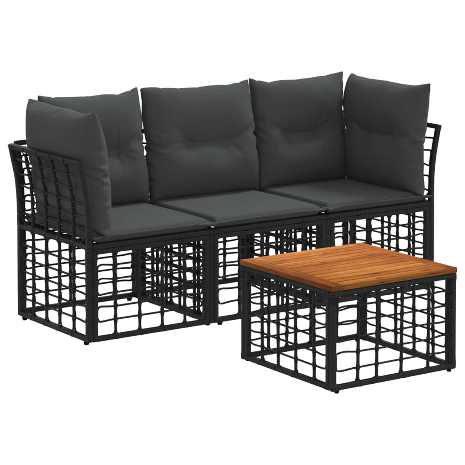 Outdoor-Sofagarnitur 4 pcs Schwarz und Dunkelgrau Polyester
