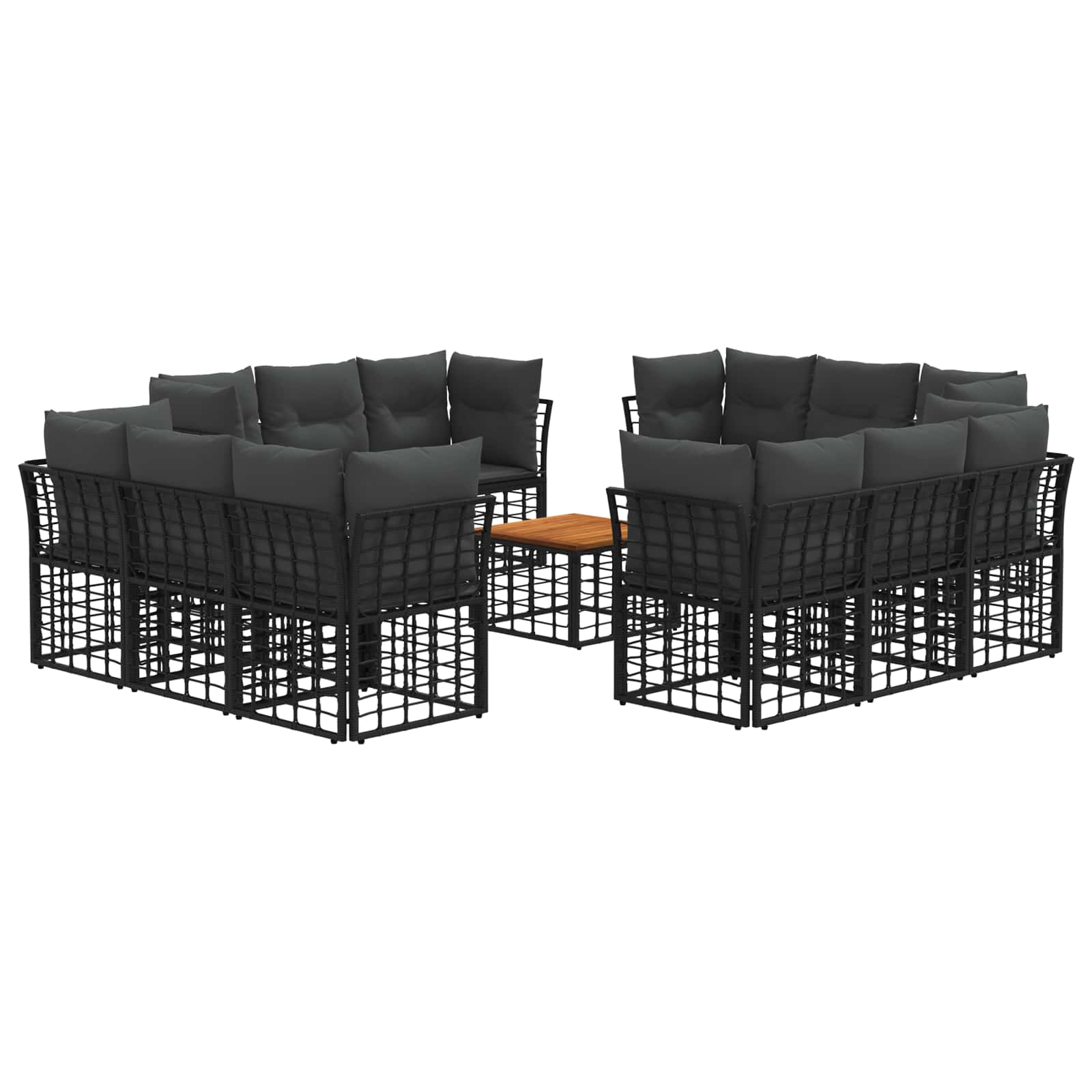 Outdoor-Sofagarnitur 13 pcs Schwarz und Dunkelgrau Polyester