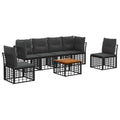 Outdoor-Sofagarnitur 7 pcs Schwarz und Dunkelgrau Polyester