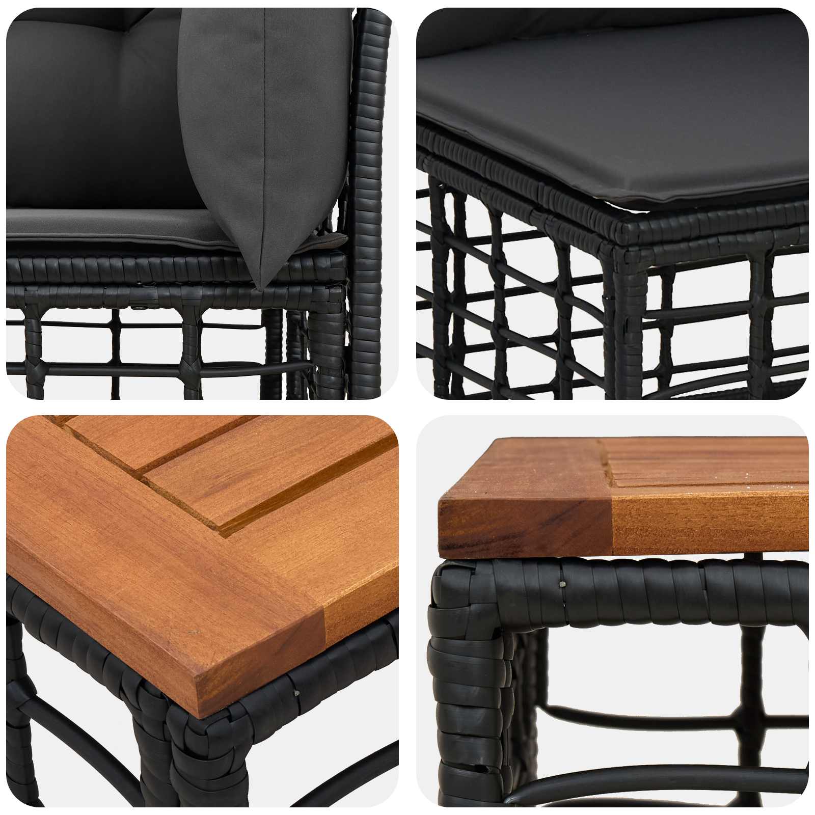 Outdoor-Sofagarnitur 8 pcs Schwarz und Dunkelgrau Polyester