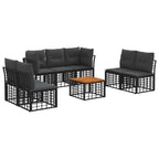 Outdoor-Sofagarnitur 8 pcs Schwarz und Dunkelgrau Polyester