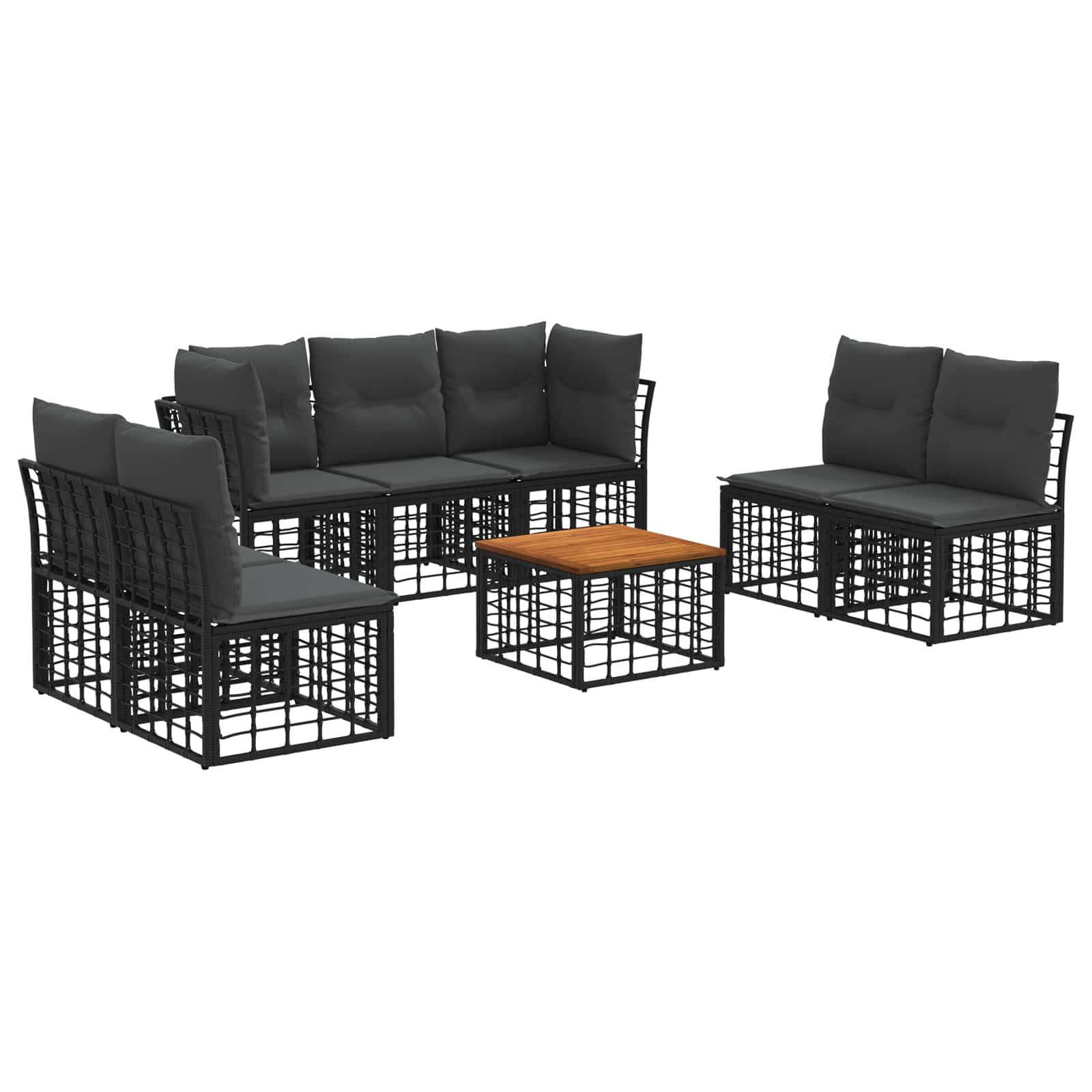 Outdoor-Sofagarnitur 8 pcs Schwarz und Dunkelgrau Polyester
