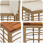 Outdoor-Sofagarnitur 8 pcs Natürlich und Cremweiß Polyester