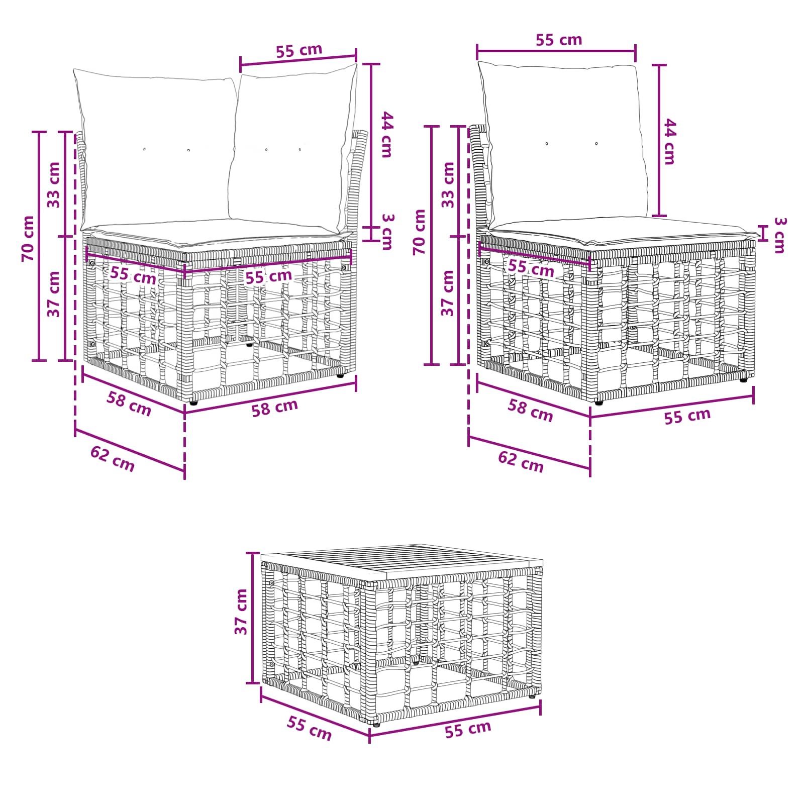 Outdoor-Sofagarnitur 9 pcs Natürlich und Cremweiß Polyester