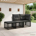 Outdoor-Sofagarnitur mit Kissen 3 pcs Schwarz Polyester