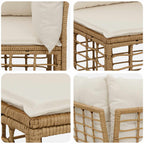 Outdoor-Sofagarnitur mit Kissen 3 pcs Natur Polyester